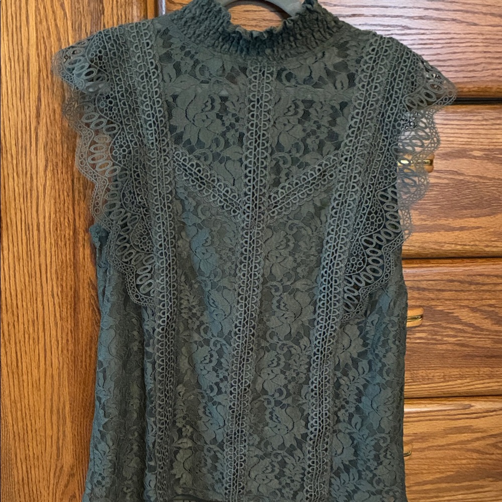 Cable & Gauge Green Lace Blouse